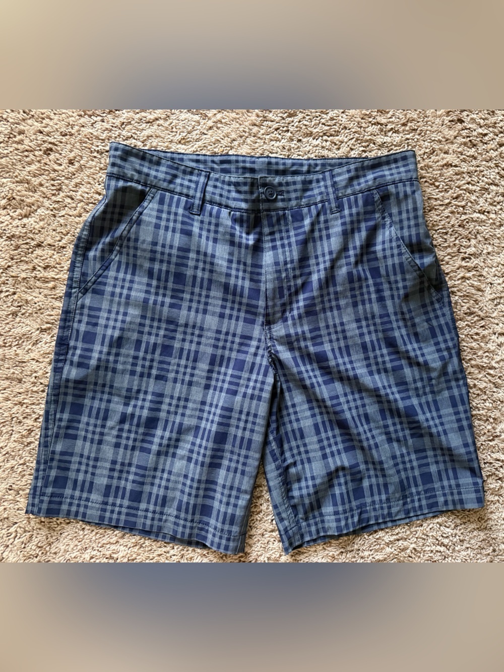 Rorie Whelan Men’s Size 34 Blue/Gray Plaid Shorts Quick Drying 4Way Stretch Golf